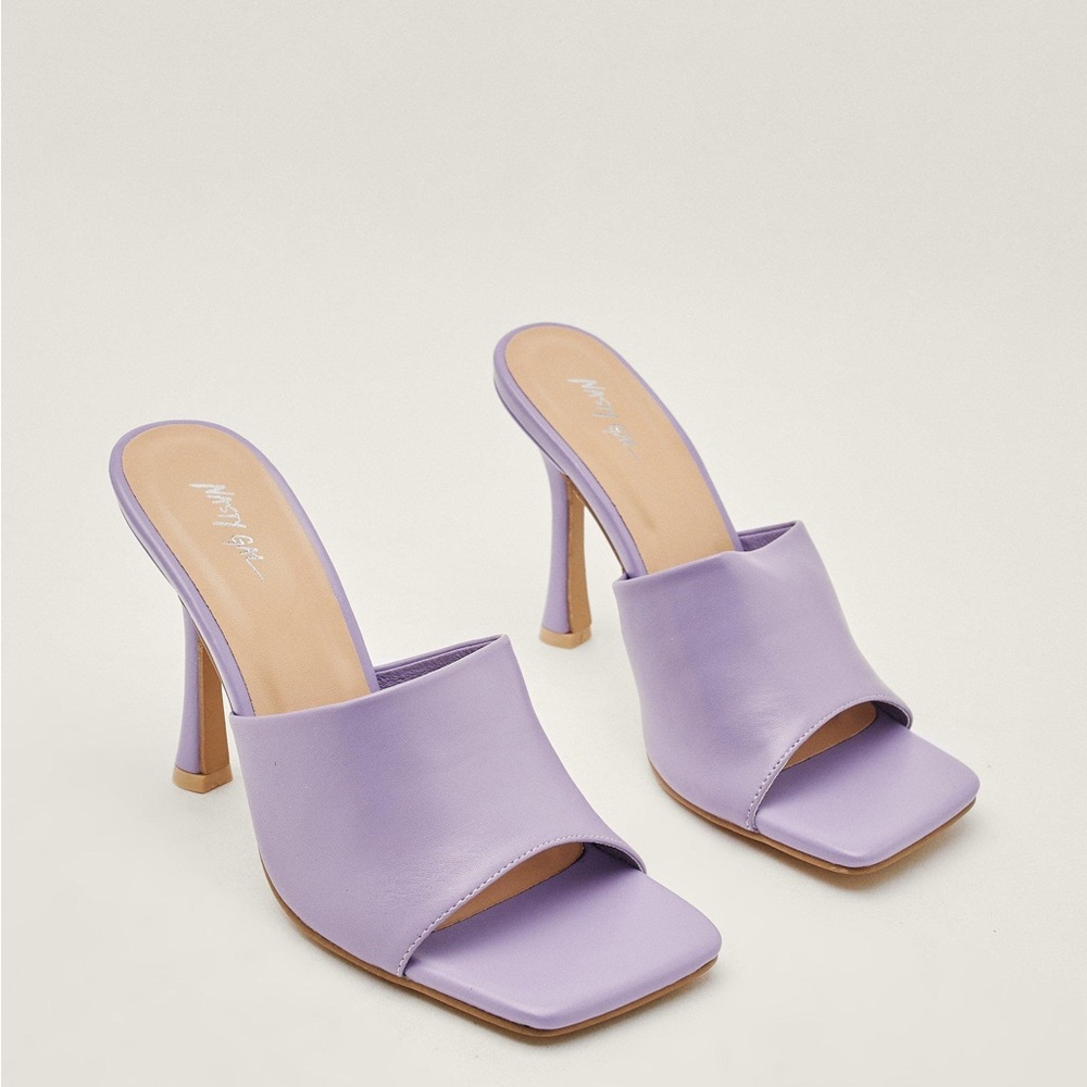Nasty Gal Lilac Faux Leather Heeled Mules